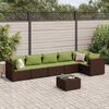vidaXL 7 Piece Garden Lounge Set with Cushions Brown Poly Rattan
