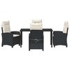 vidaXL Garden Dining Set with Cushion 5 pcs Black Poly Rattan
