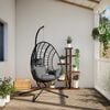 vidaXL Hanging Egg Chair with Stand Anthracite Rattan and Steel