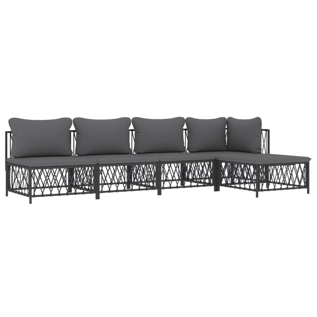 vidaXL 5 Piece Garden Lounge Set with Cushions Anthracite Steel