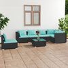 vidaXL 7 Piece Garden Lounge Set with Cushions Poly Rattan Black