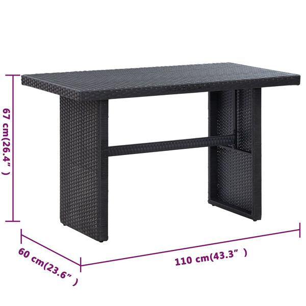 vidaXL 3 Piece Garden Lounge Set with Cushions Poly Rattan Black
