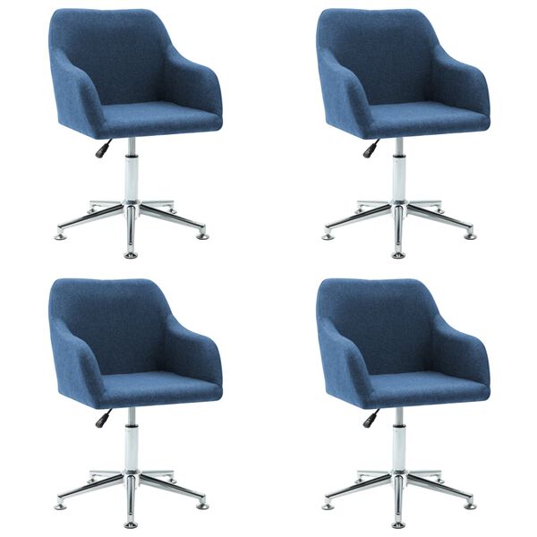 vidaXL Swivel Dining Chairs 4 pcs Blue Fabric