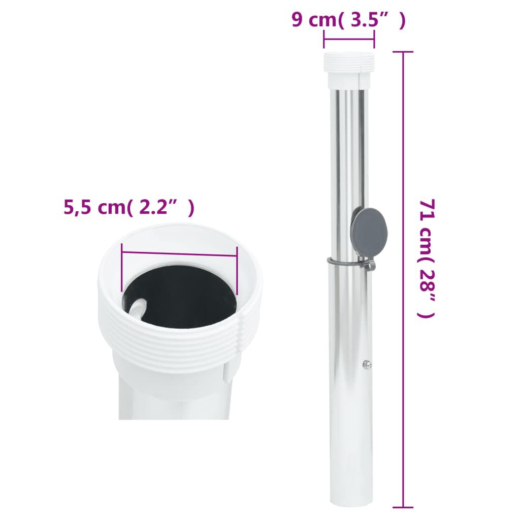 vidaXL In-Ground Parasol Base for 40-50 mm Pole Silver Aluminum