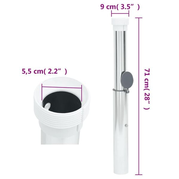 vidaXL In-Ground Parasol Base for 40-50 mm Pole Silver Aluminum