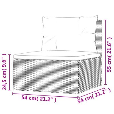 vidaXL 9 Piece Garden Lounge Set with Cushions Grey Poly Rattan