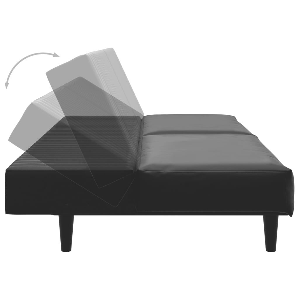 vidaXL 2-Seater Sofa Bed Black Faux Leather