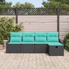 vidaXL Sofa Set with Cushion with Storage Black Poly Rattan