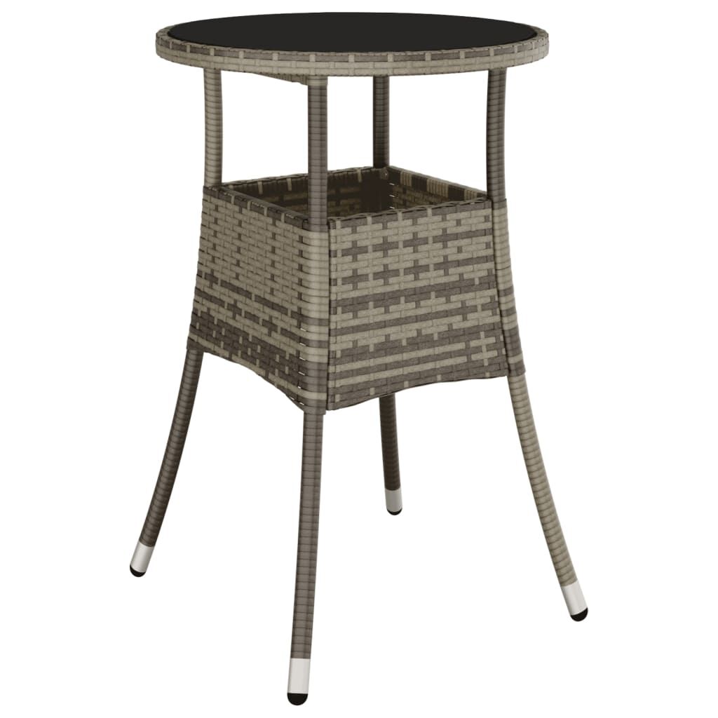 vidaXL 3 Piece Garden Bistro Set with Cushions Grey Poly Rattan