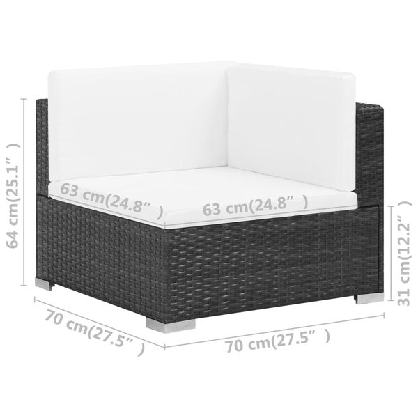 vidaXL 8 Piece Garden Lounge Set with Cushions Poly Rattan Black