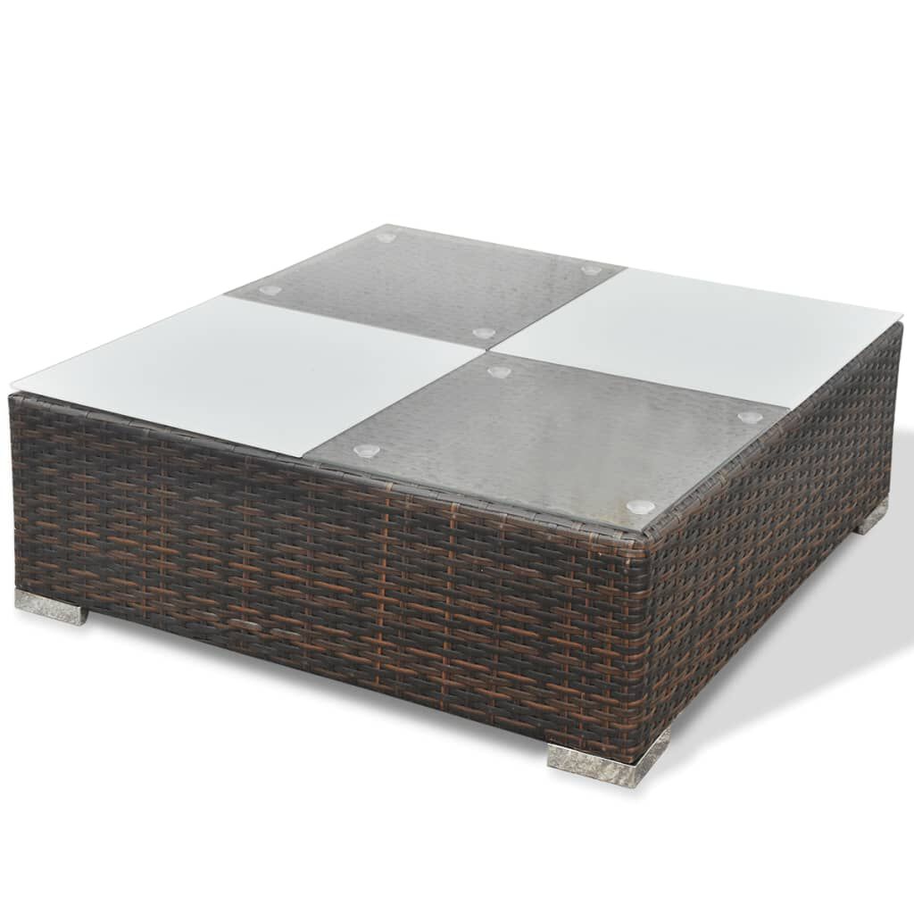 vidaXL 5 Piece Garden Lounge Set with Cushions Poly Rattan Brown