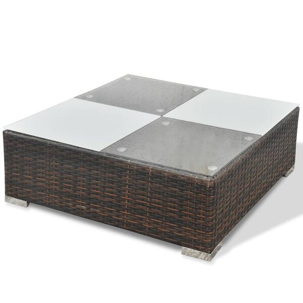 vidaXL 5 Piece Garden Lounge Set with Cushions Poly Rattan Brown