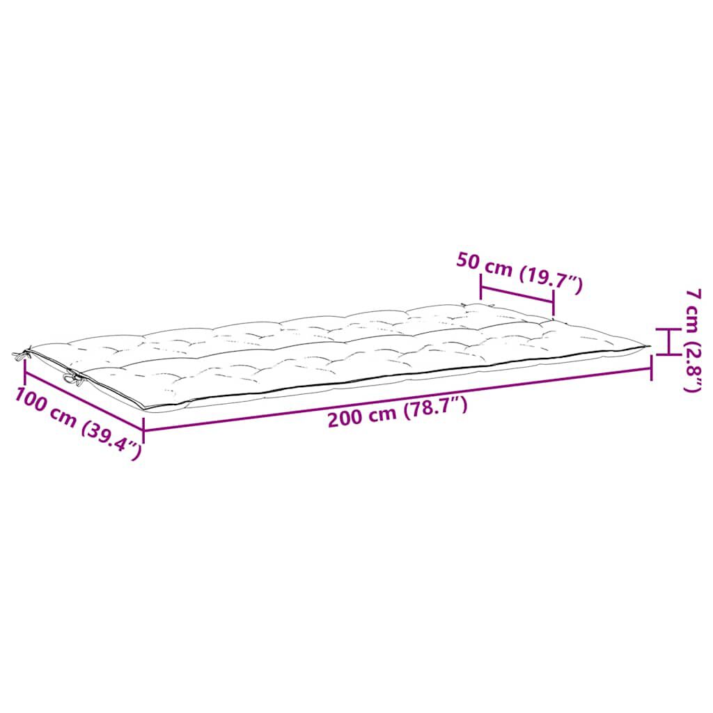 vidaXL Garden Bench Cushion Cream White 200x(50+50)x7cm Oxford Fabric