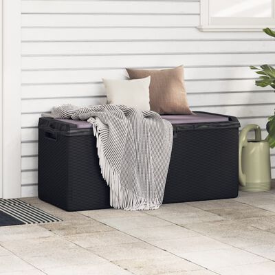 vidaXL Garden Storage Box with Seat Cushion Anthracite 350 L PP