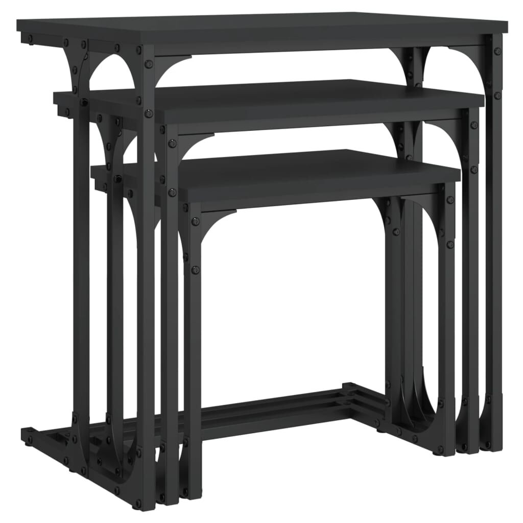 vidaXL Nesting Coffee Tables 3 pcs Black Engineered Wood
