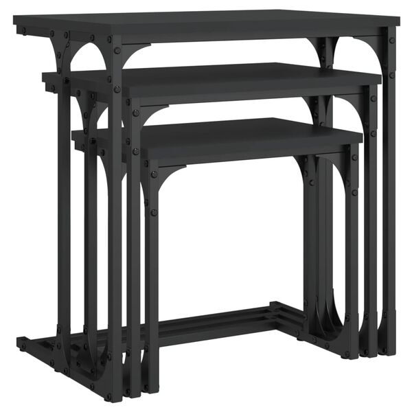 vidaXL Nesting Coffee Tables 3 pcs Black Engineered Wood