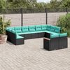 vidaXL 12 Piece Garden Sofa Set with Cushions Black Poly Rattan