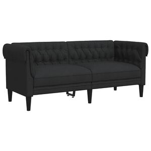 vidaXL Chesterfield Sofa 2-Seater Black Fabric