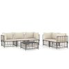 vidaXL 6 Piece Garden Lounge Set with Cushions Anthracite Poly Rattan