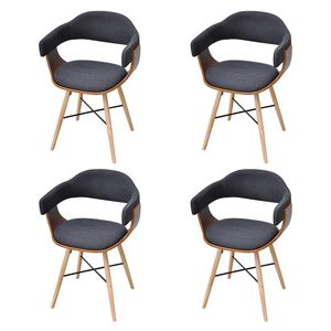vidaXL Dining Chairs 4 pcs Dark Grey Bent Wood and Fabric
