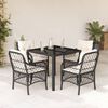 vidaXL 5 Piece Garden Dining Set with Cushions Black Poly Rattan