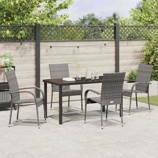 vidaXL Garden Dining Set 5 pcs Grey Powder-Coated Steel