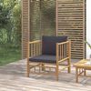 vidaXL Garden Sofa with Dark Grey Cushions Bamboo