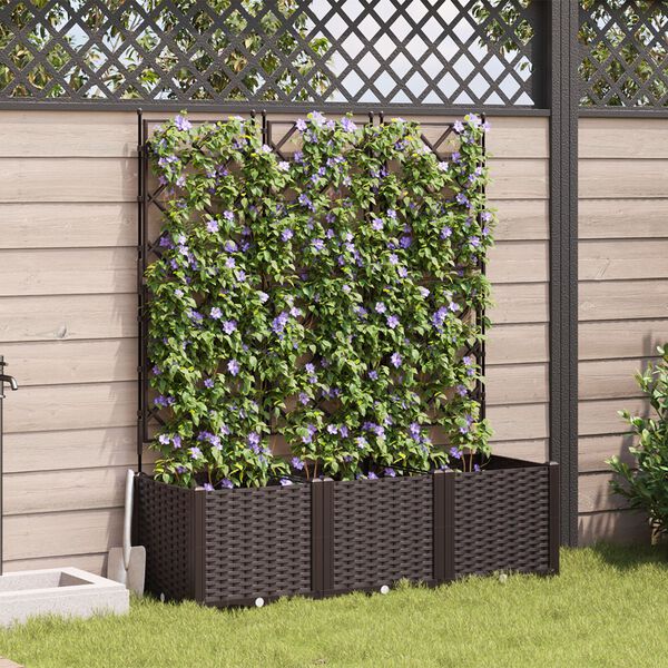 vidaXL Garden Planter with Trellis 3 pcs Brown 120x40x143 cm