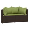 vidaXL 3 Piece Garden Lounge Set with Cushions Brown Poly Rattan