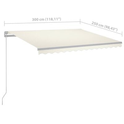 vidaXL Automatic Retractable Awning with Posts 3x2.5 m Cream