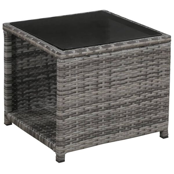 vidaXL 3 Piece Bistro Set with Cushions Poly Rattan Grey