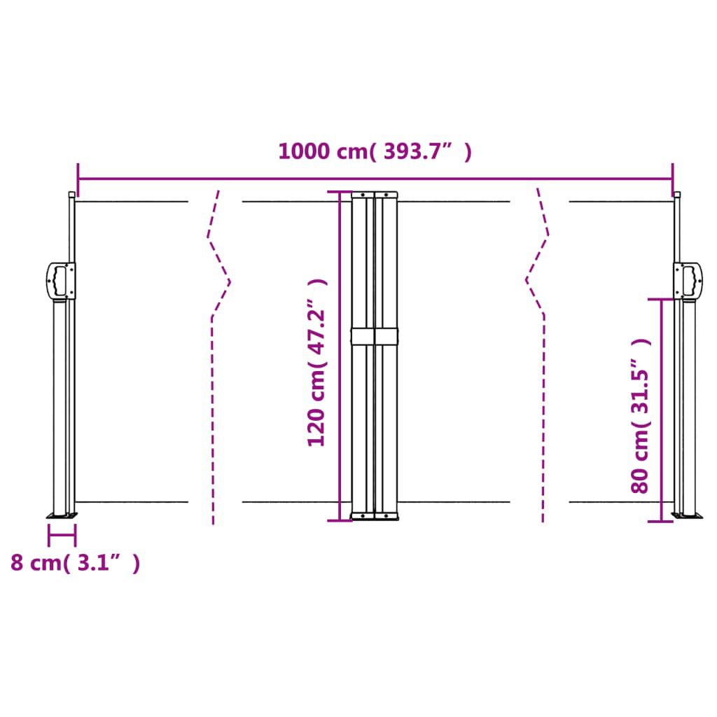 vidaXL Retractable Side Awning Anthracite 120x1000 cm
