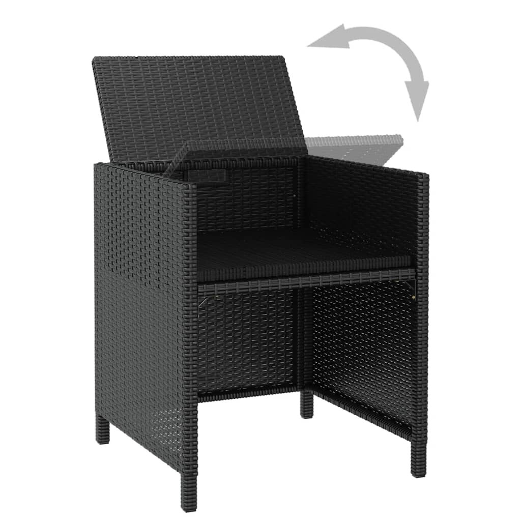 vidaXL 9 Piece Outdoor Dining Set Poly Rattan and Acacia Wood Black