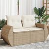 vidaXL Garden Sofa with Cushions 2-Seater Beige Poly Rattan