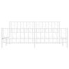 vidaXL Metal Bed Frame without Mattress with Footboard&nbsp;White 193x203cm