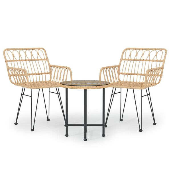 vidaXL 3 Piece Garden Dining Set Poly Rattan