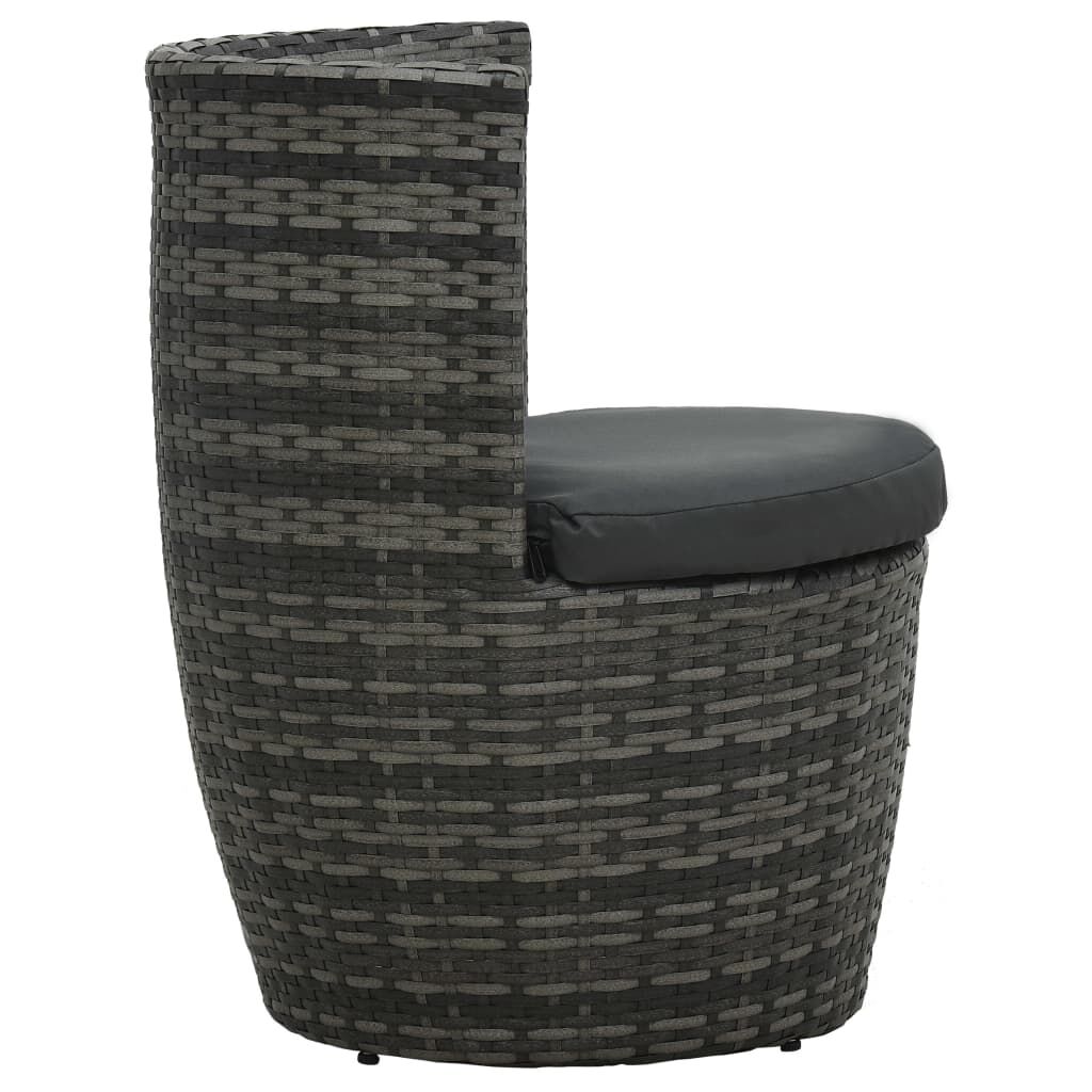 vidaXL 3 Piece Bistro Set with Cushions Poly Rattan Grey