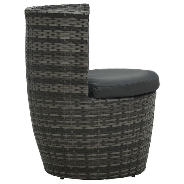 vidaXL 3 Piece Bistro Set with Cushions Poly Rattan Grey