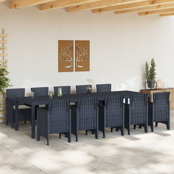 vidaXL Garden Dining Set with Cushion 11 pcs Anthracite and Cream
