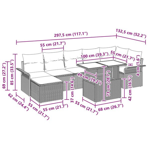vidaXL 8 Piece Garden Sofa Set with Cushions Black Poly Rattan