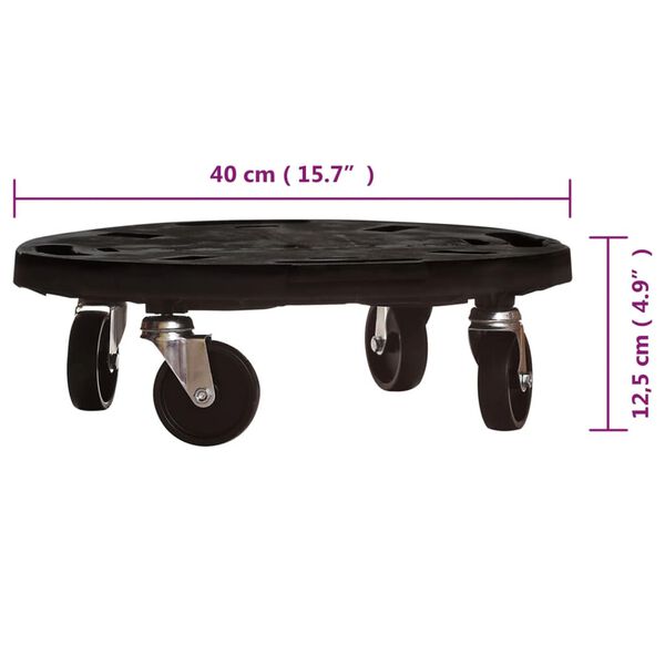 vidaXL Plant Trolley with Wheels Diameter 40 cm Black 275 kg
