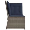 vidaXL Garden Sofa Corner with Cushions Grey Poly Rattan