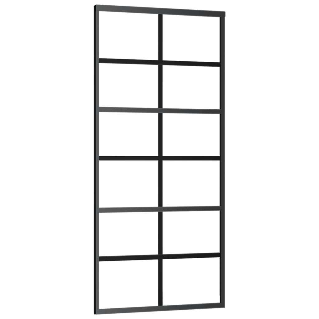 vidaXL Sliding Door ESG Glass and Aluminium 90x205 cm Black