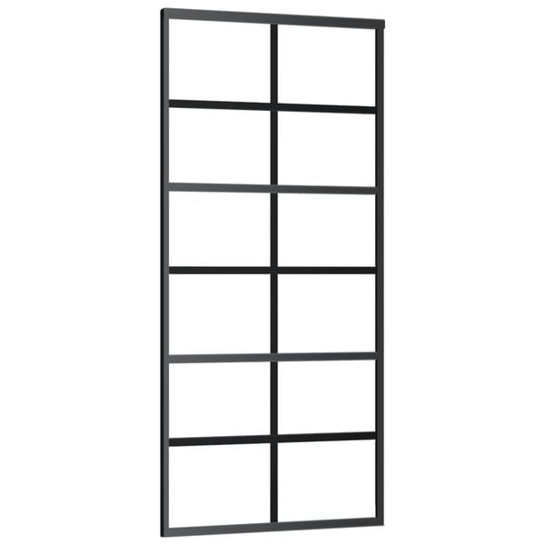 vidaXL Sliding Door ESG Glass and Aluminium 90x205 cm Black
