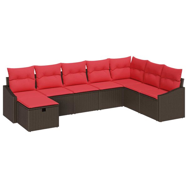 vidaXL 8 Piece Garden Sofa Set with Cushions Brown Poly Rattan