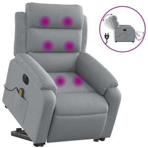 vidaXL Electric Stand up Massage Recliner Chair Light Grey Fabric