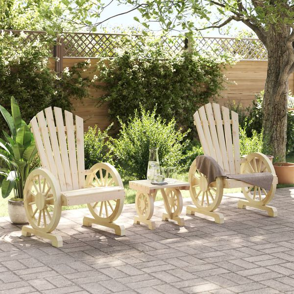 vidaXL 3 Piece Garden Lounge Set Solid Wood Fir