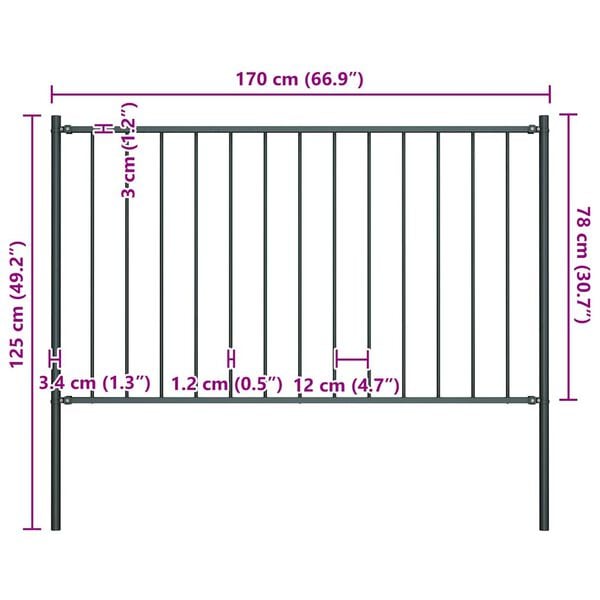 vidaXL Fence Panel Woerden with Posts Steel 1.7x0.75 m Anthracite