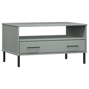 vidaXL Coffee Table with Metal Legs Grey 85x50x45 cm Solid Wood OSLO