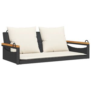 vidaXL Swing Bench with Cushions Black 109x62x40 cm Poly Rattan